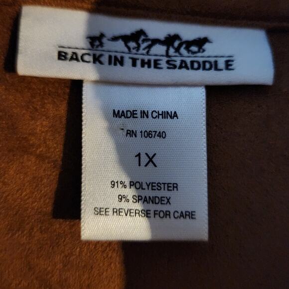 Back In The Saddle Fringe Jacket Womens 1X Brown Faux Suede Boho Western VTG - Picture 6 of 7